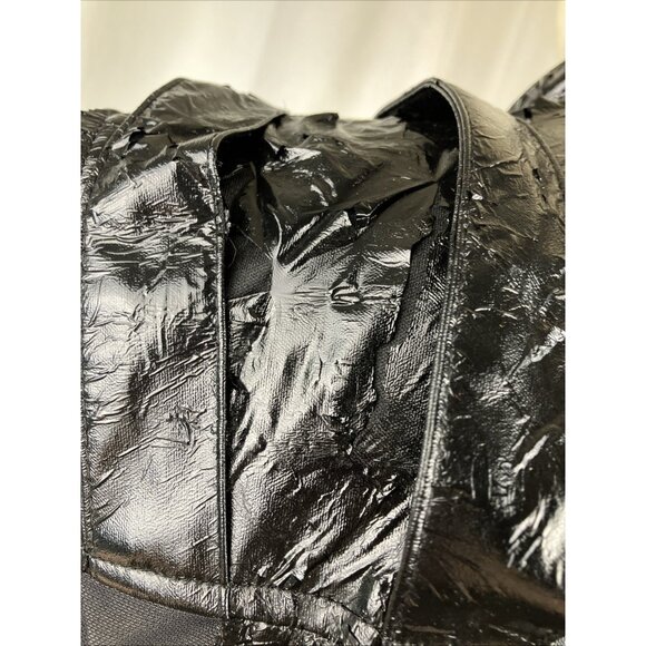 L Vintage lip Service Distress Black Tank Mesh Panel Buckle Shoulders Goth Biker - Picture 5 of 7